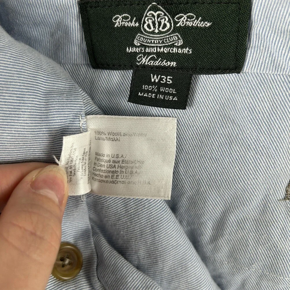 Brooks Brothers Pants Mens 35x29 Brown Madison Wool Pleated Cuffed Dress Slacks